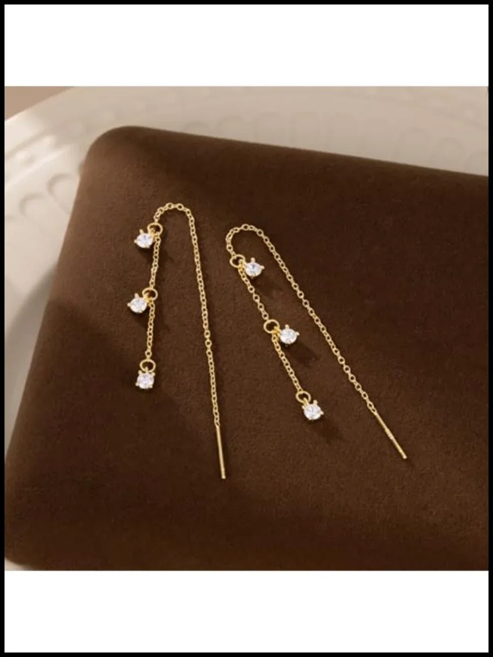 S925 Sterling Silver CZ Chain Dangle Earrings for Women Teens